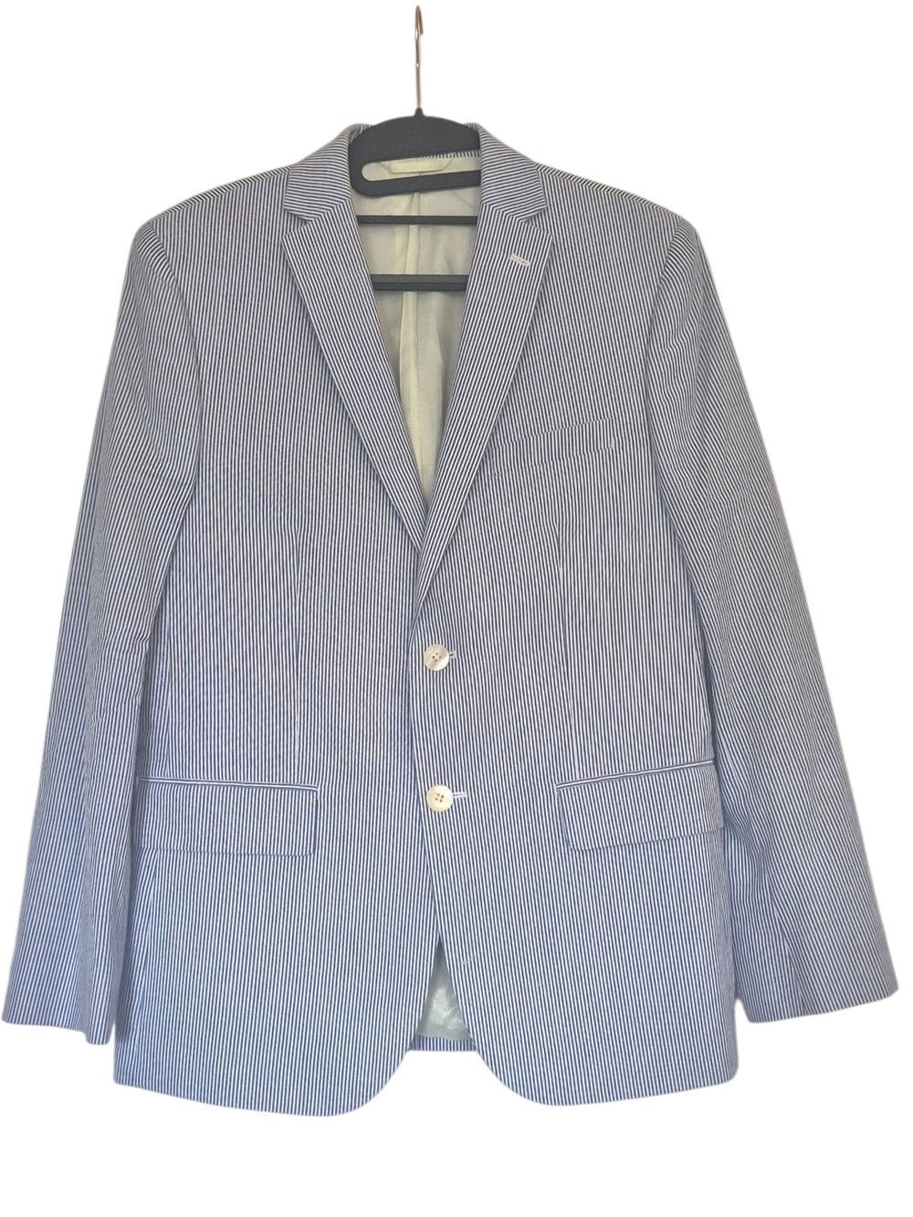 Lauren Ralph Lauren Boys18R Blue White Seersucker Cotton Blazer Preppy Nautical